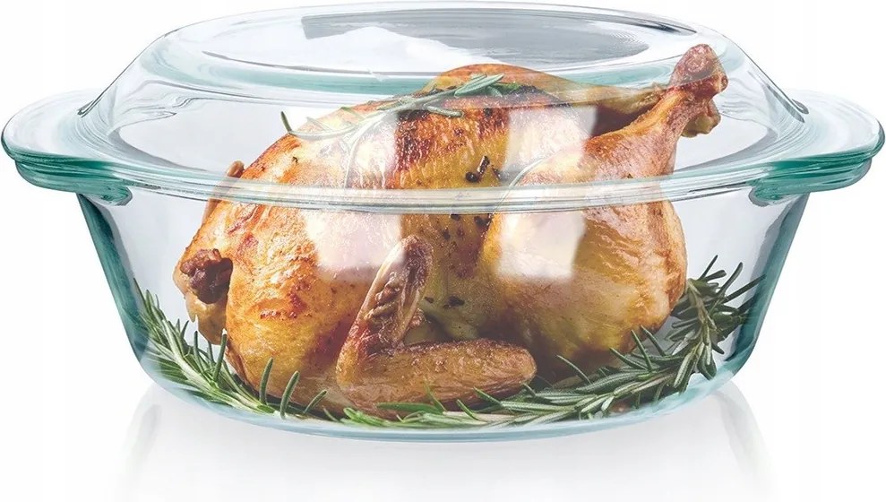 Hőálló üveg edény brittfanna sütőfedél 2,75