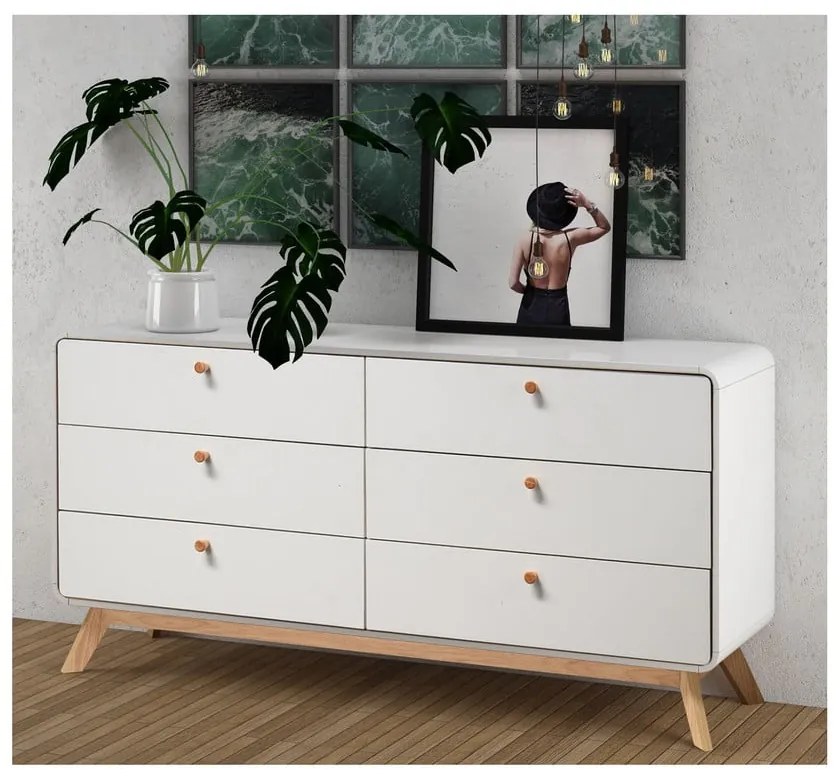 Fehér alacsony komód 150x74 cm Caitlin – Støraa