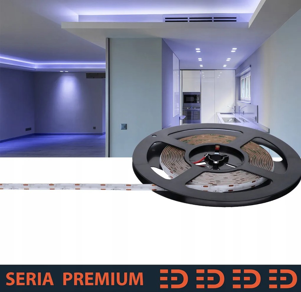 Led szalag| Kék 12V 480 LED/m Cob 5m tekercs 3 év garancia