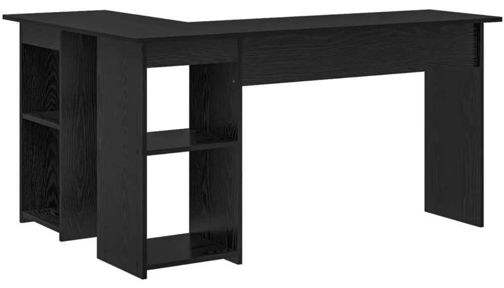 Asztal polcokkal Musta tammi 142 x 102 x 73 cm Faanyag