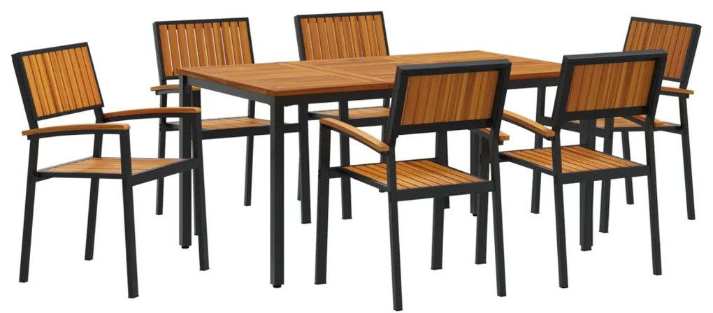 Kert étkező szett 7 pcs Fekete és barna 150 x 90 x 75 cm