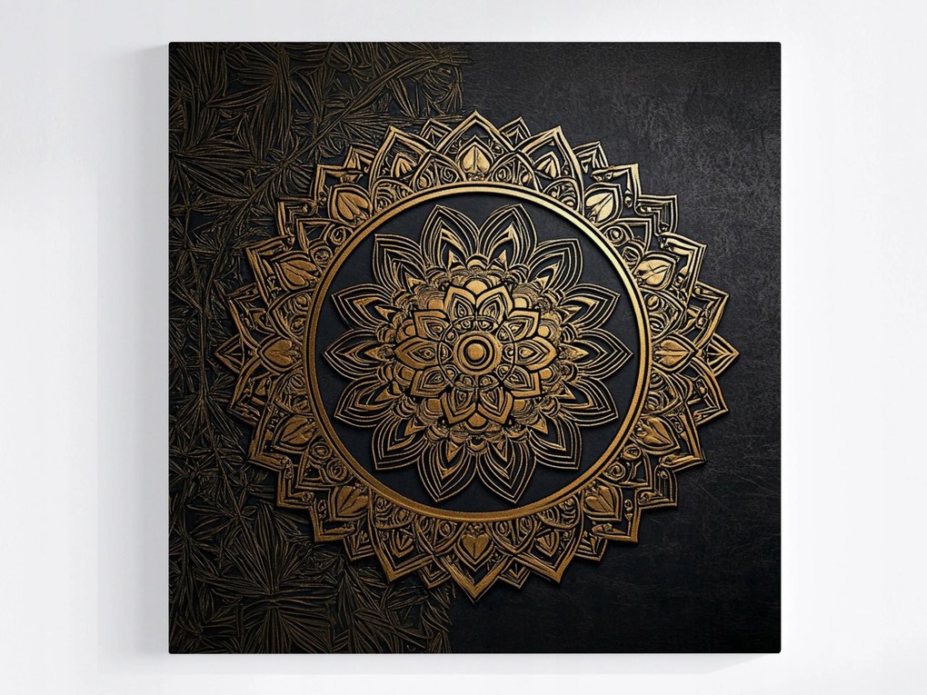 Poszter Mandala Fekete Arany Harmónia Wellbeing Zen 40x40