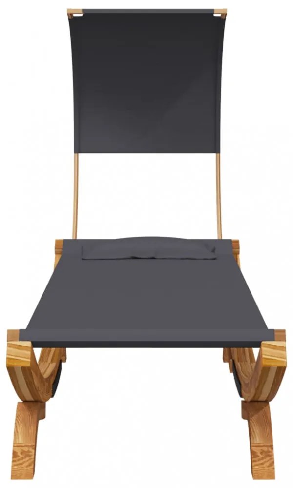 kültéri antracit baldachinos hajlított fa nyugágy 100x200x126cm