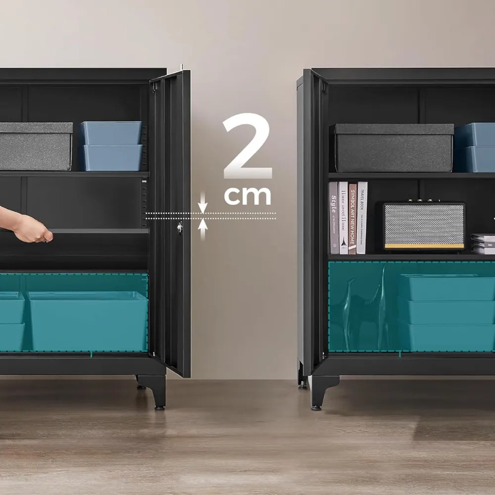 Többcélú fém szekrény RAVEN, 40x80x90 cm, fekete SongmicsHome