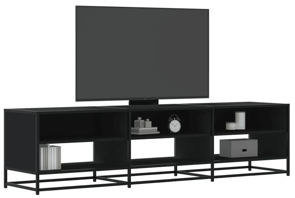 fekete szerelt fa TV-szekrény 180 x 40 x 46 cm