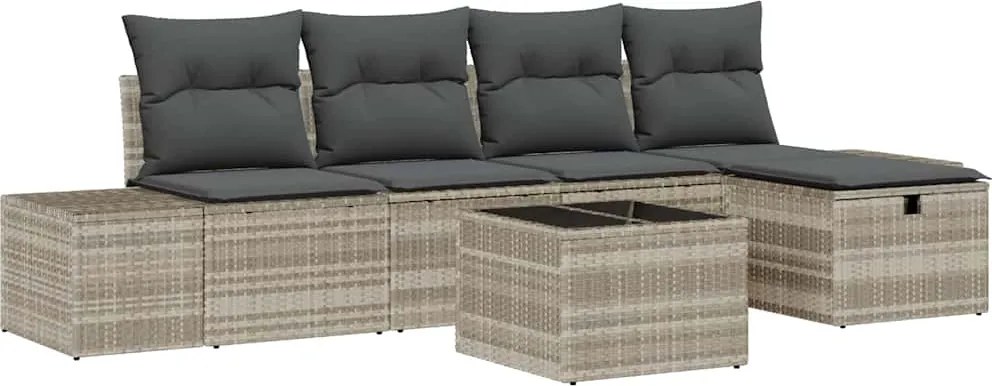 vidaXL Kanapé Szett párnával 6 pcs polirattan