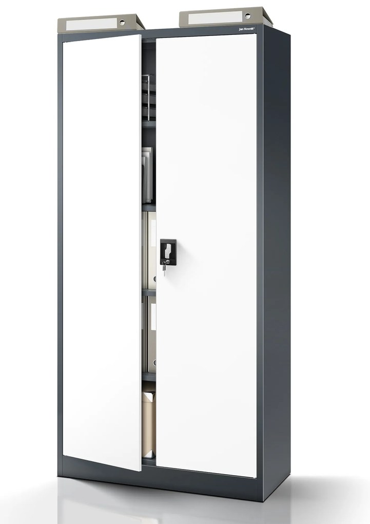 Fém iratszekrény JAN H, 900 x 1950 x 400 mm, antracit-fehér