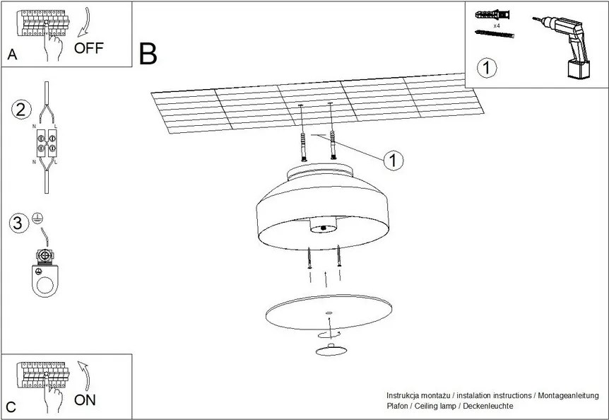 Zöld mennyezeti lámpa Blacko – Sollux