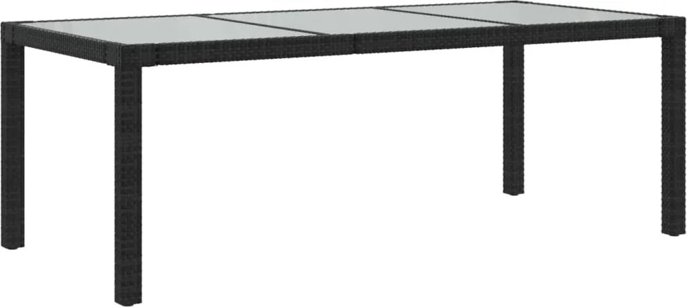 vidaXL fekete polyrattan és edzett üveg kerti asztal 190 x 90 x 75 cm