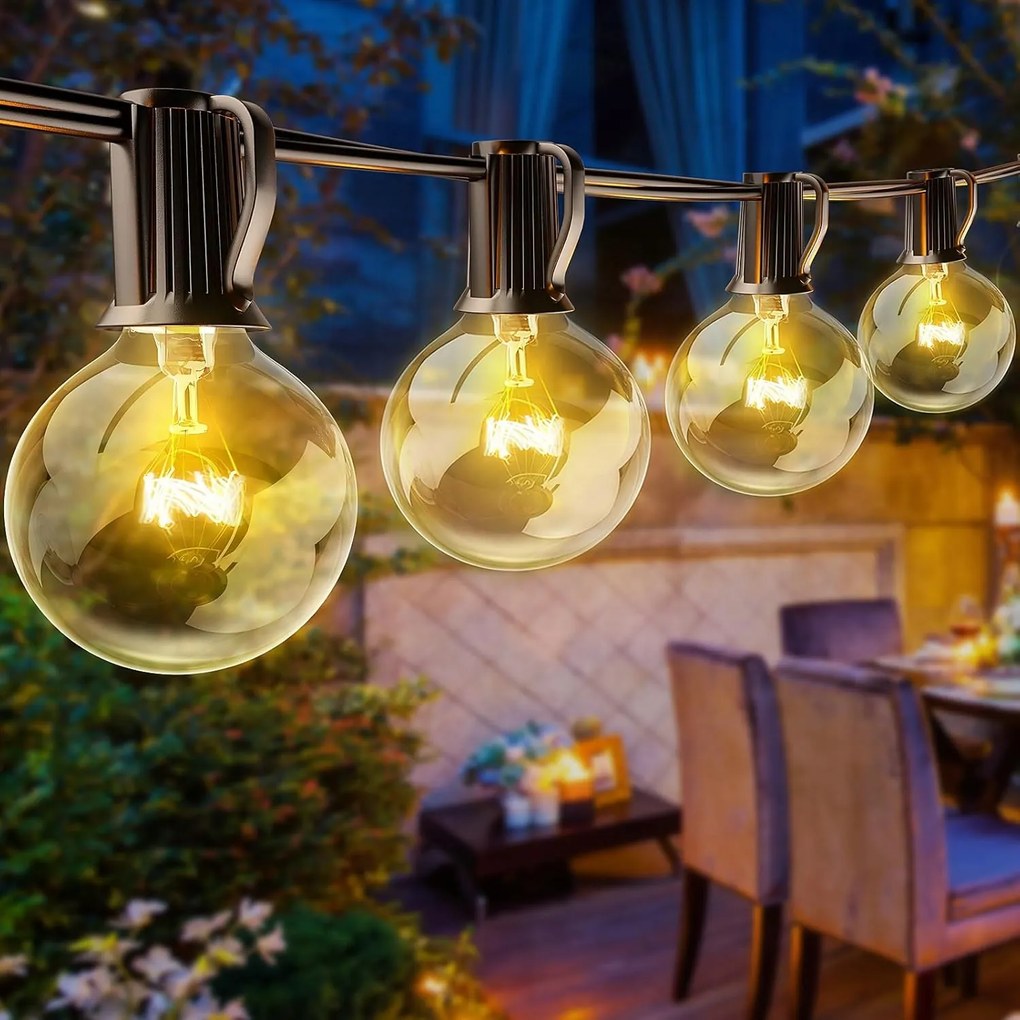 Kerti girland Lámpák Izzók Gömbök 15m 50+2db Kerti lánc