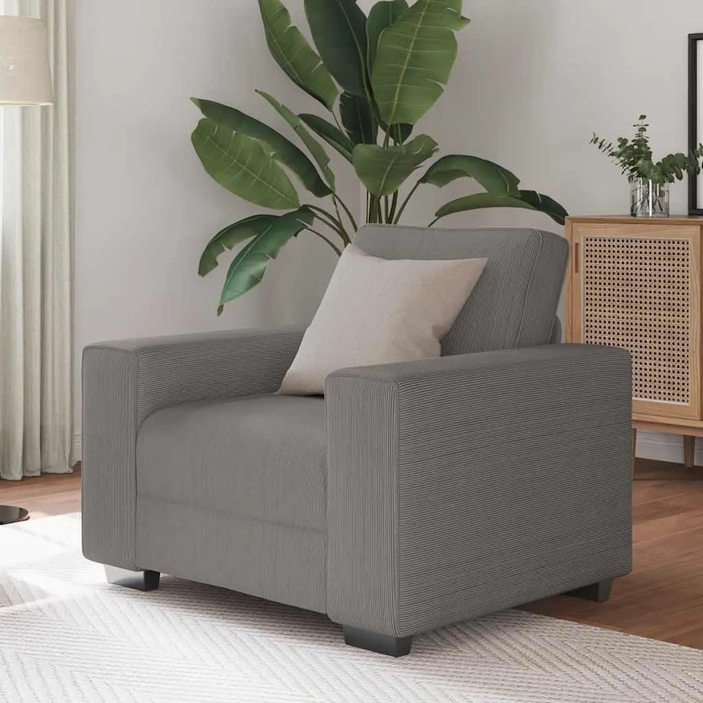 világosszürke kordbársony szövet kanapéfotel 60 cm