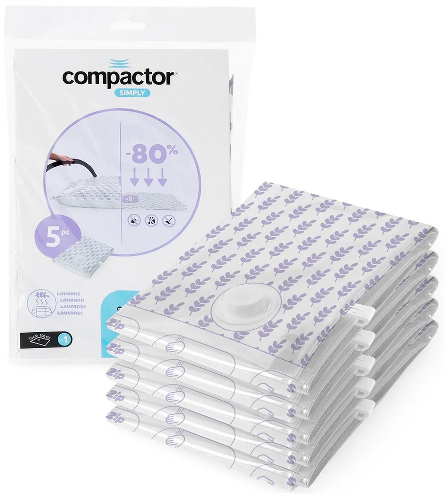 Compactor Szett vákuumos tároló zsákok Compress Llevendula 100 l, 70 x 100 cm, 5 db, 5 db