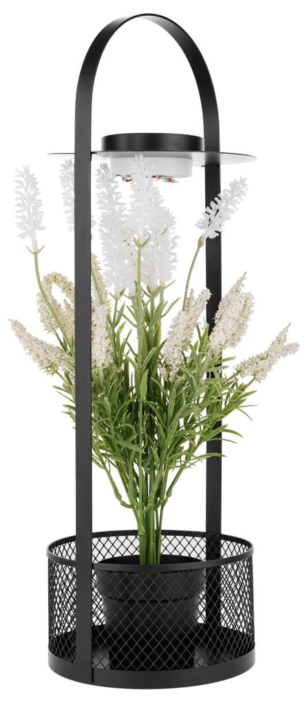 Dekoratív állvány virágcsereppel, LED világítás, 50 cm, művirággal, VELOM TYP 1