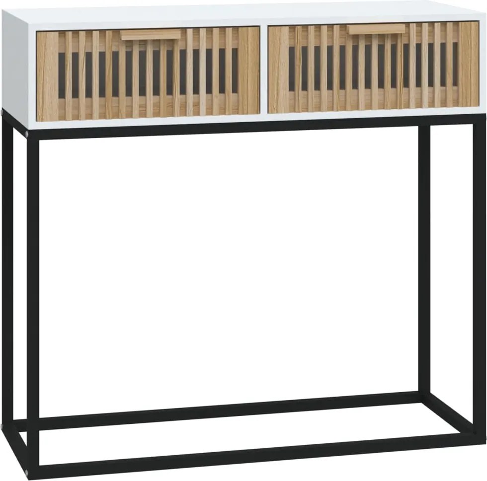 vidaXL fehér szerelt fa és vas tálalóasztal 80x30x75 cm