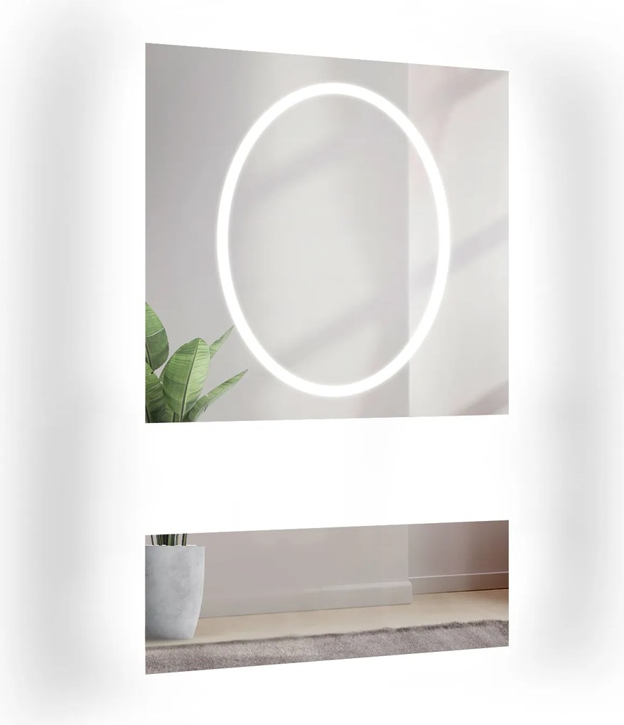 Lumina Glam homokfúvott téglalap alakú tükör Led háttérvilágítással 90x150