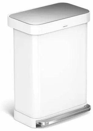 Simplehuman pedálos szemeteskosár 55 l, fehér, 55 l
