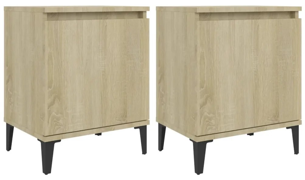 sonoma tölgy színű éjjeliszekrények fém lábbal 40 x 30 x 50 cm