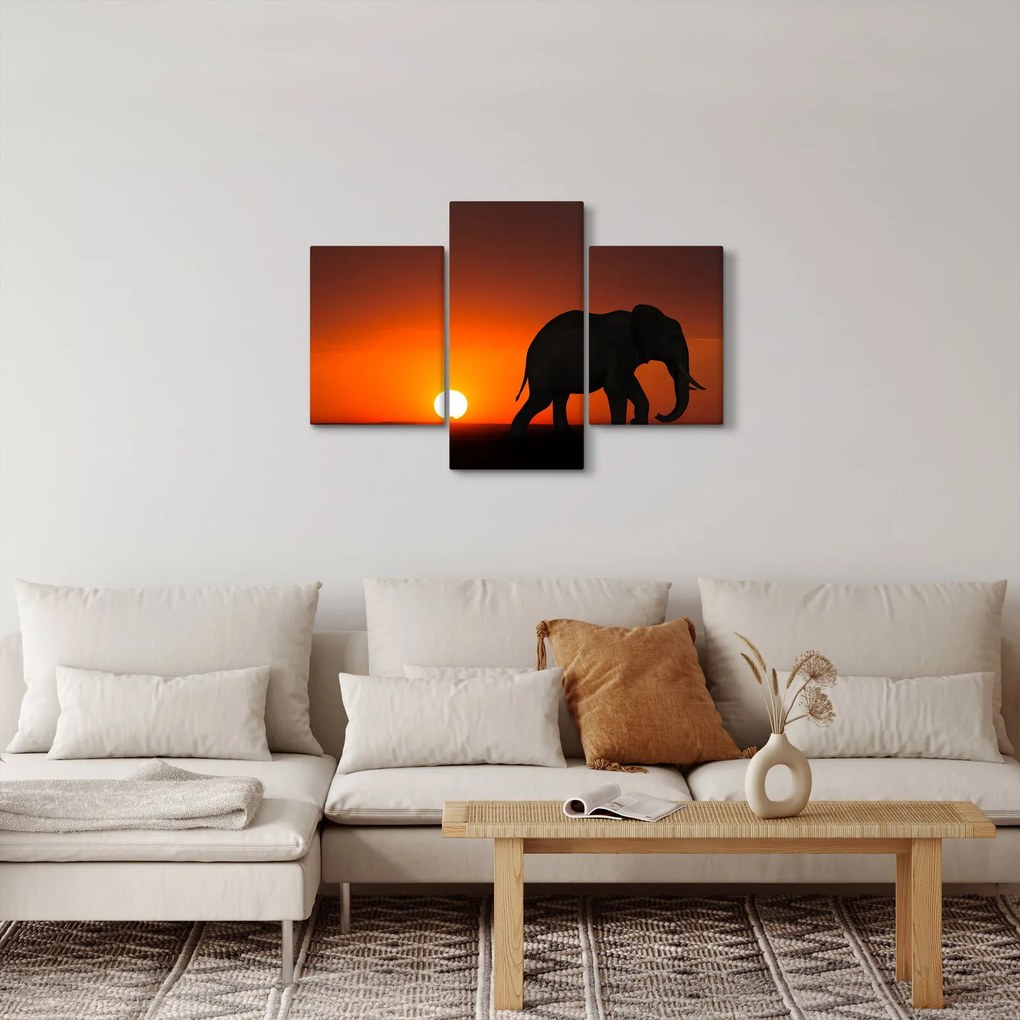Elefánt képe naplementekor (90x60 cm)