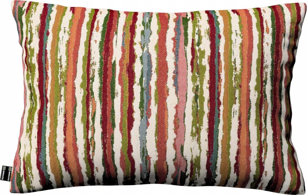 Párnahuzat 60x40 piros-zöld csíkos, krémszínű alapon