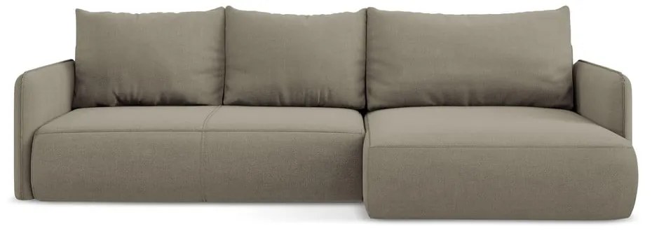 Bézs kinyitható-tárolóhelyes sarokkanapé (jobb oldali) Nanea – Makamii