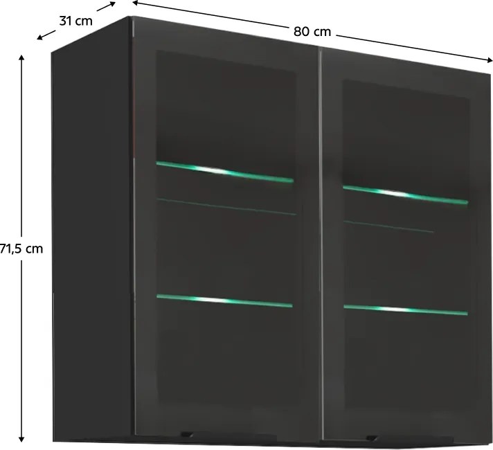 Felső szekrény, fekete, ARAKA/MENZO/SIBER 80 GS-72 2F