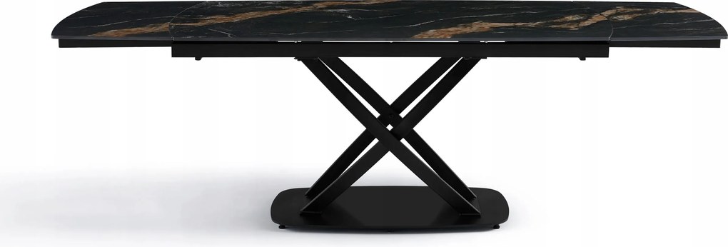 Étkezőasztal Kerámia 160 – 240x90 Stílusos Összecsukható Márvány Fekete