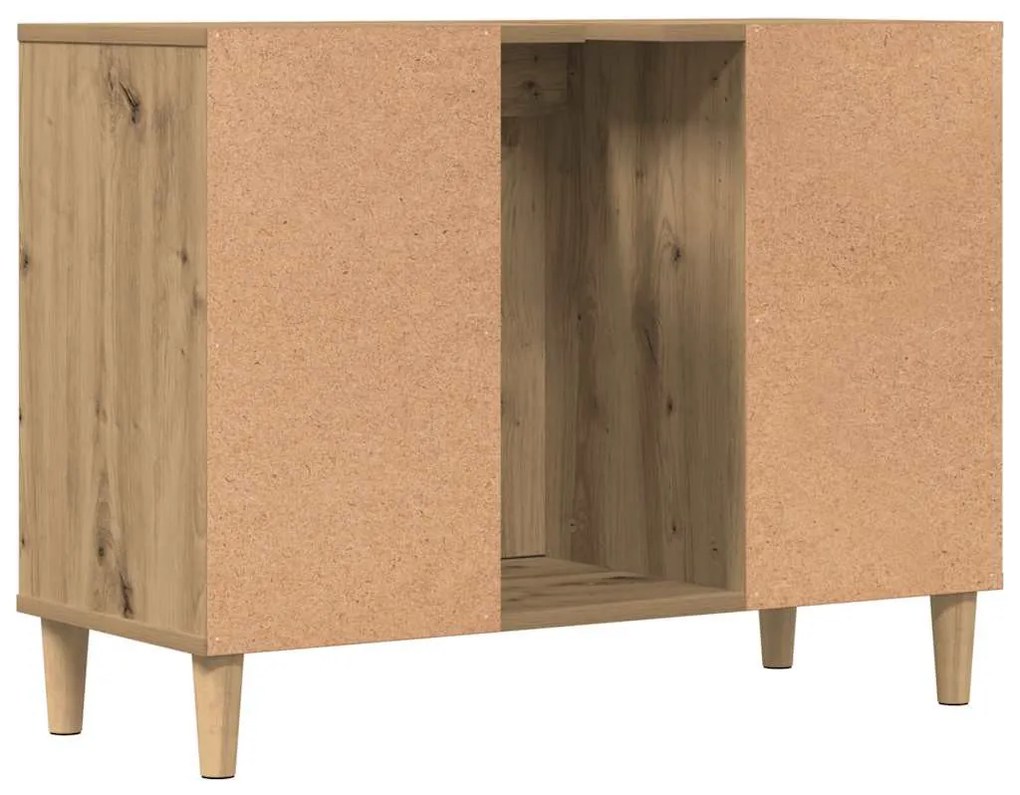 kézműves tölgy színű szerelt fa mosdószekrény 80 x 33 x 60 cm