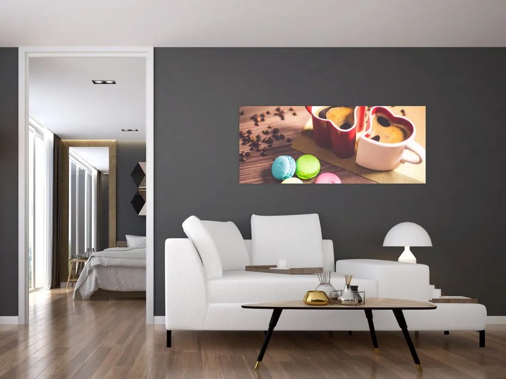 Kávé és a macaroon képe (120x50 cm)