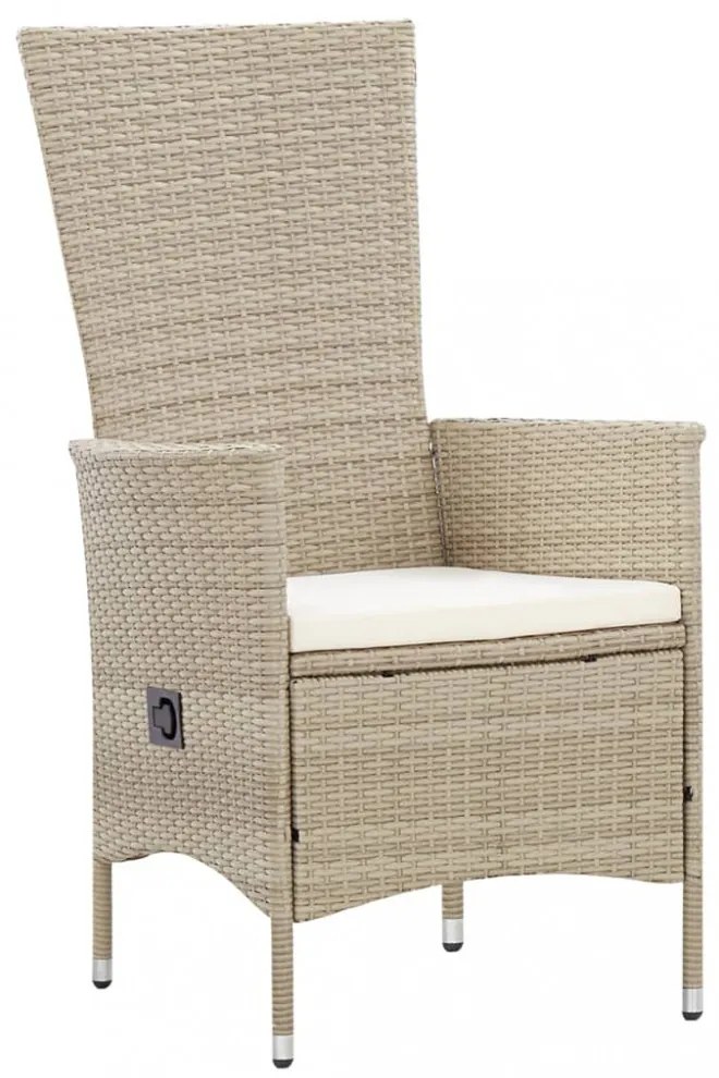 9 részes bézs polyrattan kültéri étkezőszett párnákkal