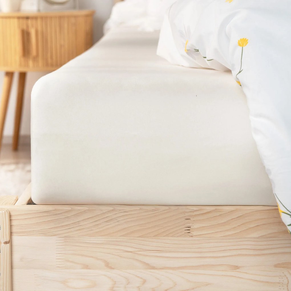 Goldea jersey gumis lepedő - krémszínű 180 x 200 cm