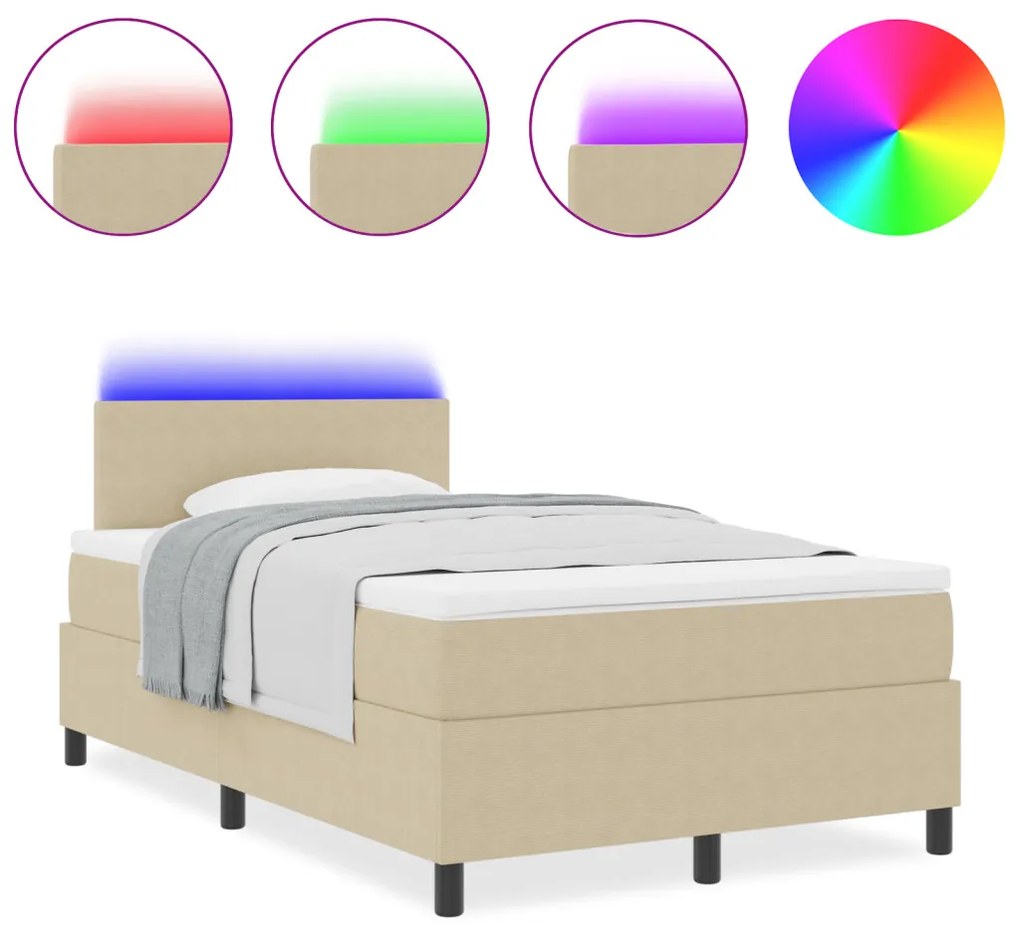 Box Spring Ágy Matraccal & LED Fénnyel Zöld Szürke 120x200 cm Bársonyos Anyag