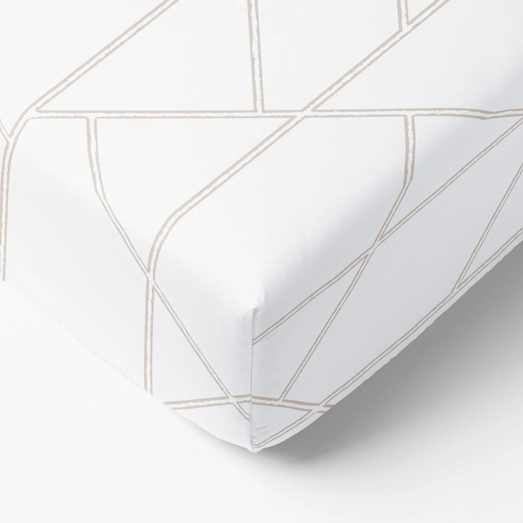Goldea pamut gumis lepedő - geometriai vonalak fehéren 90 x 200 cm