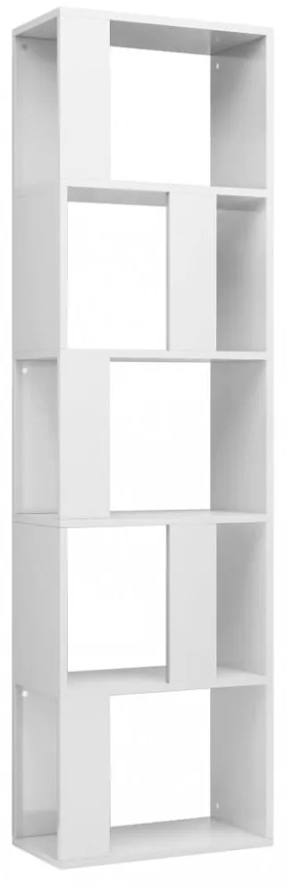 magasfényű fehér könyvszekrény/térelválasztó 45 x 24 x 159 cm
