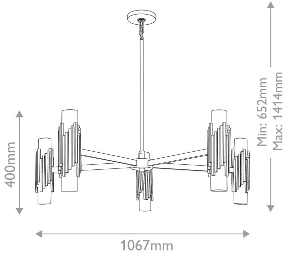 Elstead MARVELE10-AB-OPAL - Rúddal szerelt MARVELE csillár 10xE14/40W/230V, arany