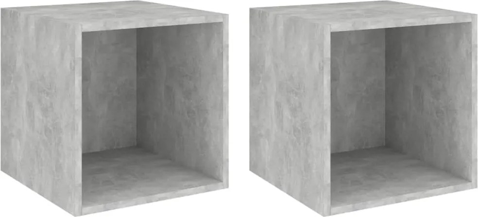 vidaXL 2 db betonszürke szerelt fa fali szekrény 37 x 37 x 37 cm