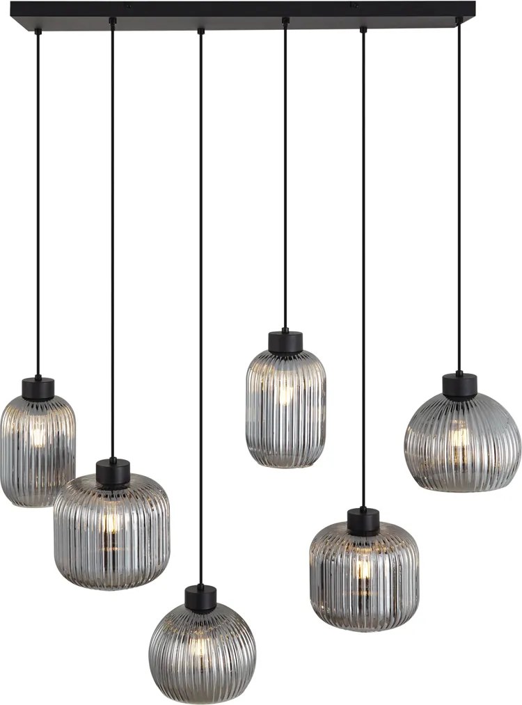 Okos függőlámpa fekete füstüveggel, 6 izzóval, WiFi A60-nal - Ana