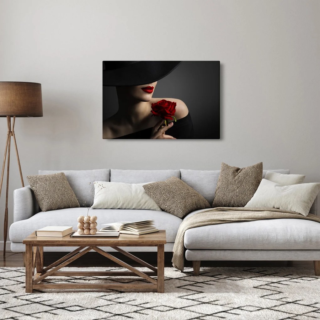 Kép - Nő egy rózsával (90x60 cm)