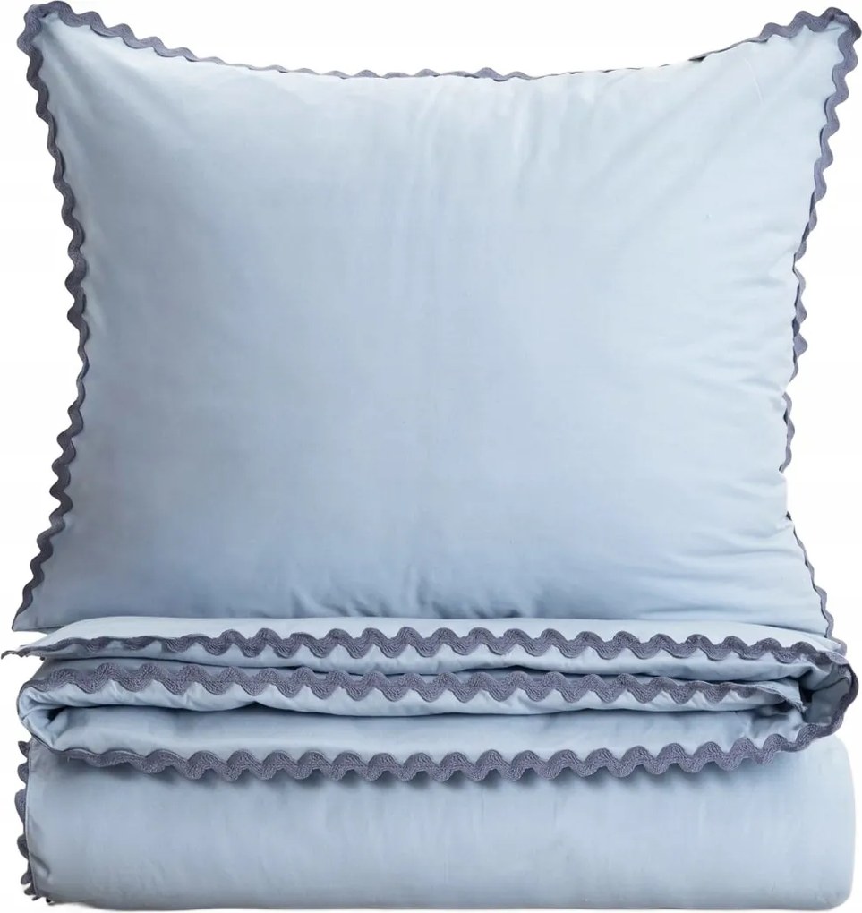 Vela pamut ágyneműhuzat dekoratív szegéllyel kék 160x200 2*70x80 cm Ho