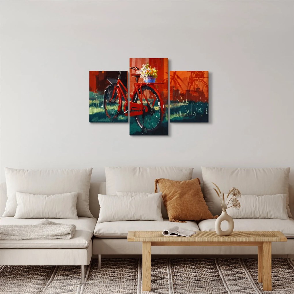 Piros kerék képe, akril festés (90x60 cm)