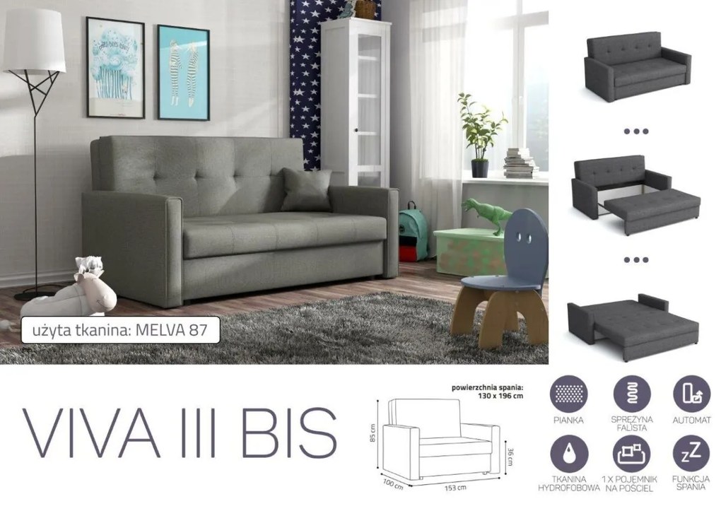 VIVA BIS III. előre nyíló rugós kanapé