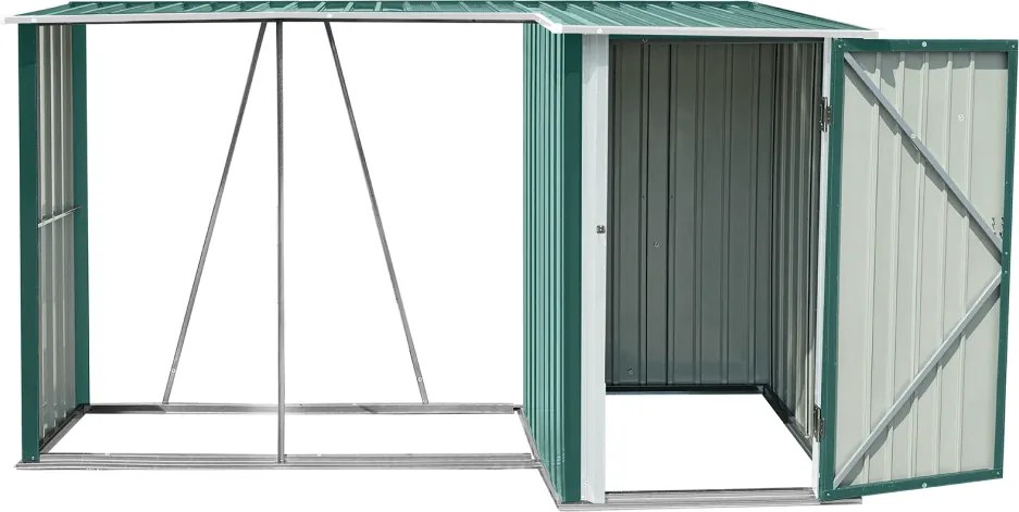 Fatároló fészerrel, 270x104x159 cm, sötétzöld, ARPOL TYP 2