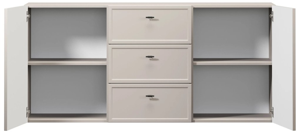 Lorini fali komód 150 cm - kasmír / fekete T-bar fogantyúk