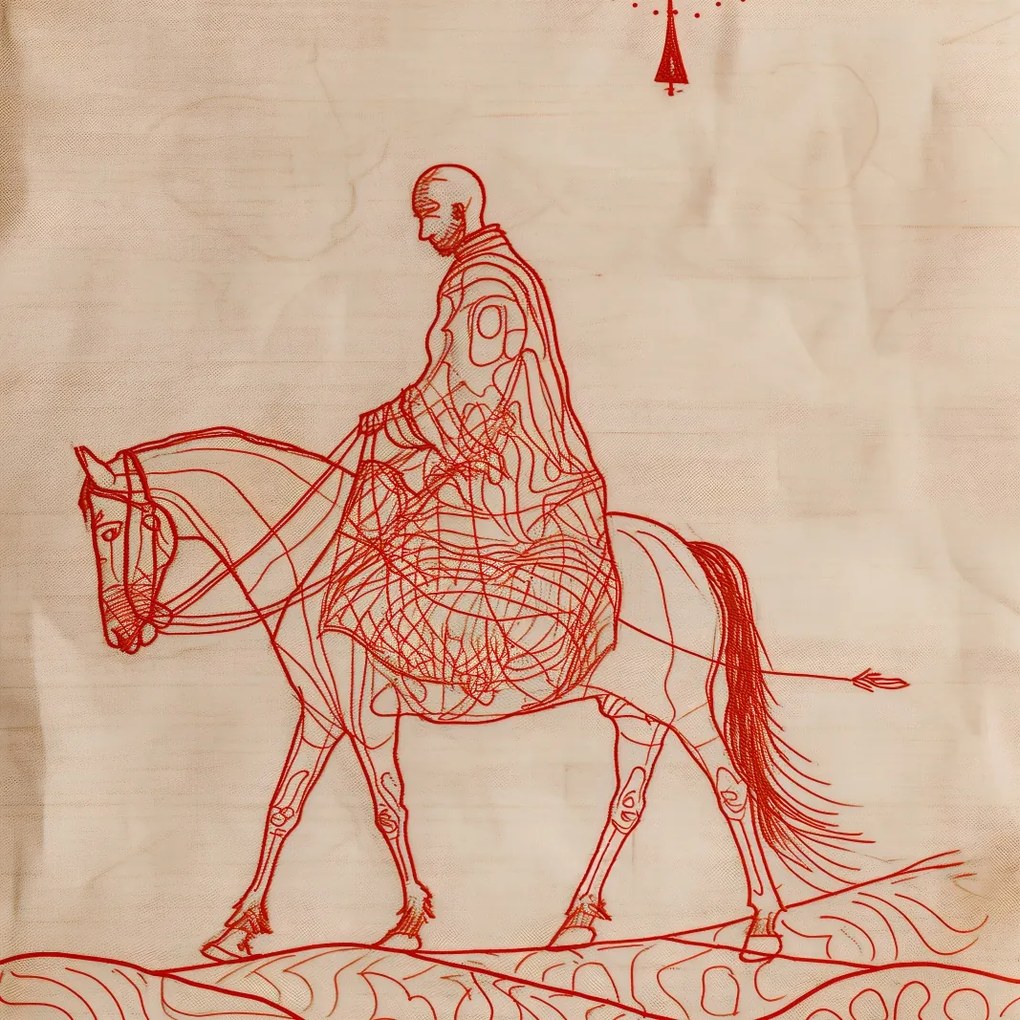 Poszter 90x90cm Lovas és lórajzok