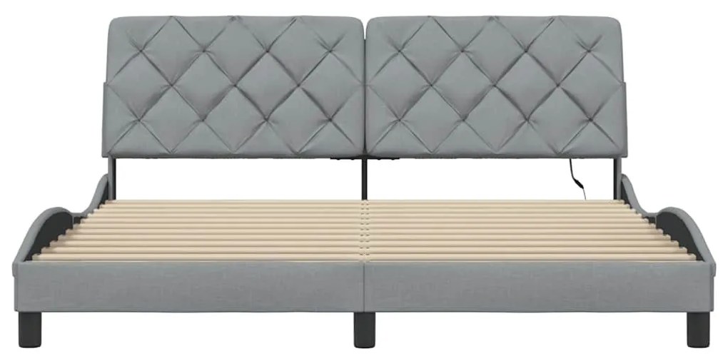 világosszürke szövet ágykeret LED-es matrac nélkül 180 x 200 cm