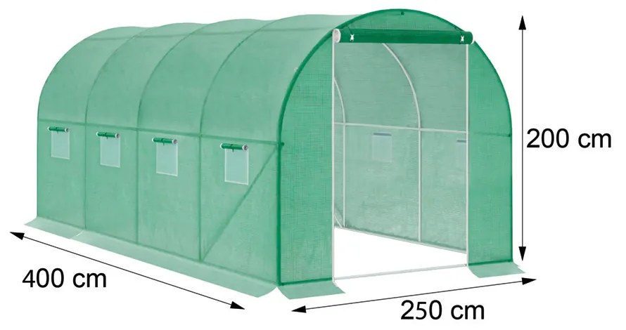 Fóliasátor 200x250x400 cm váz+fólia