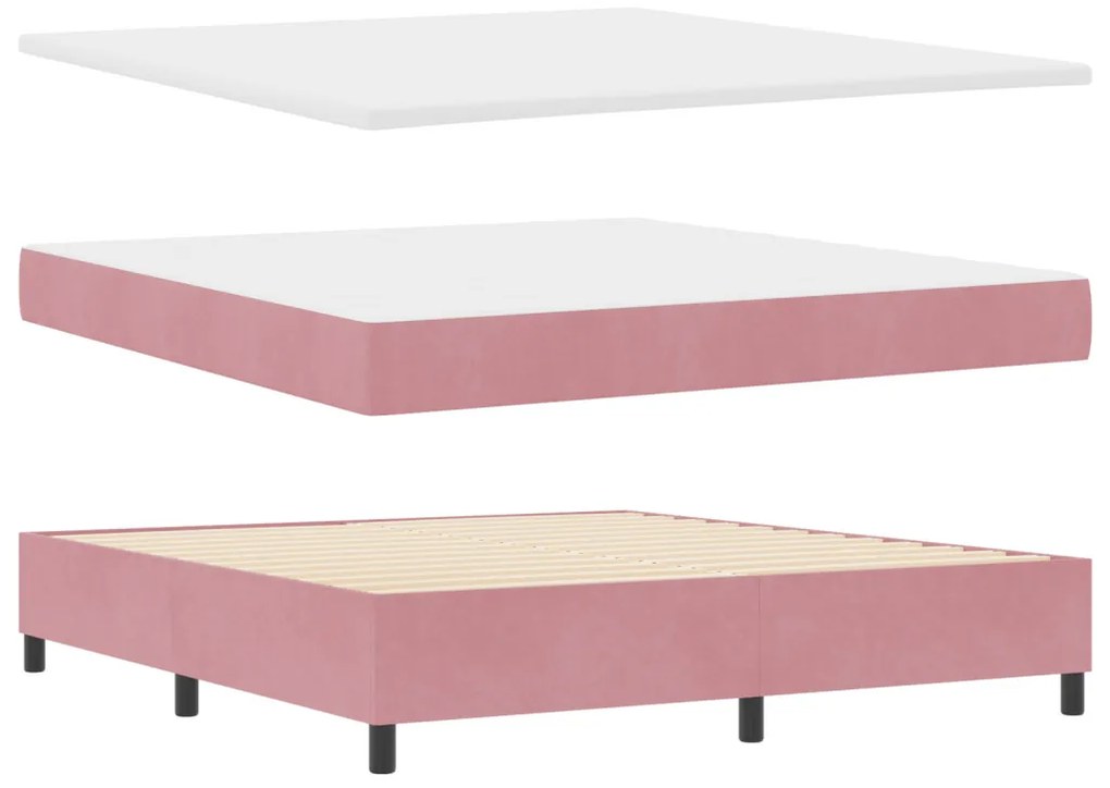 Boxspring Ágy Mattal Rózsaszín 180x200 cm Bársony