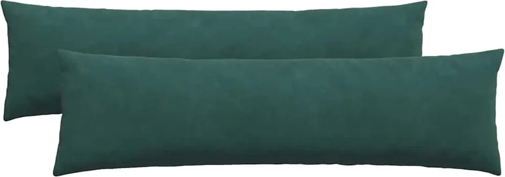 vidaXL Kanapé párnák 2 pcs Sötétzöld 145 x 40 cm Bársonyos szövet