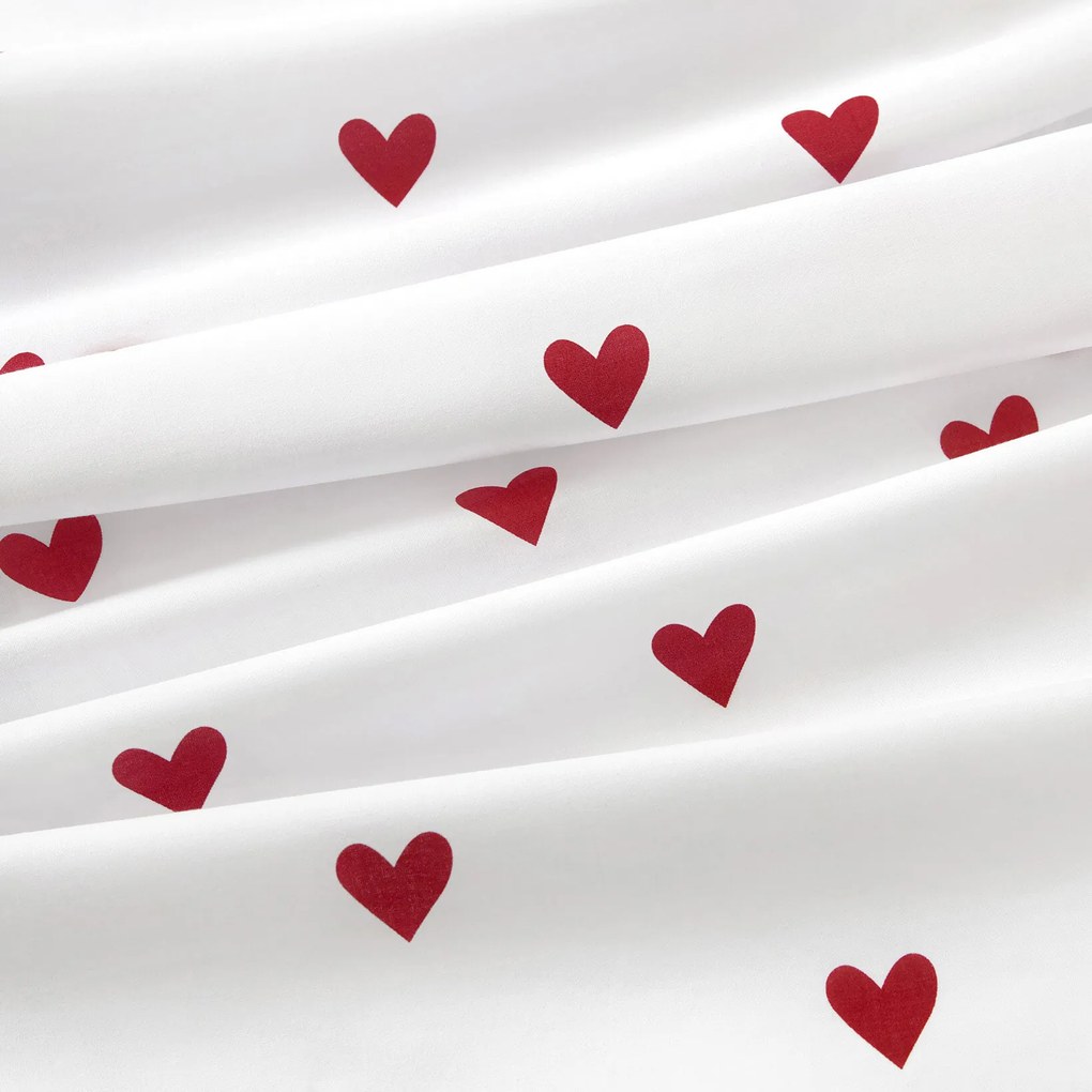 Goldea kör alakú pamut terítő - piros szívecskék, fehér alapon Ø 140 cm
