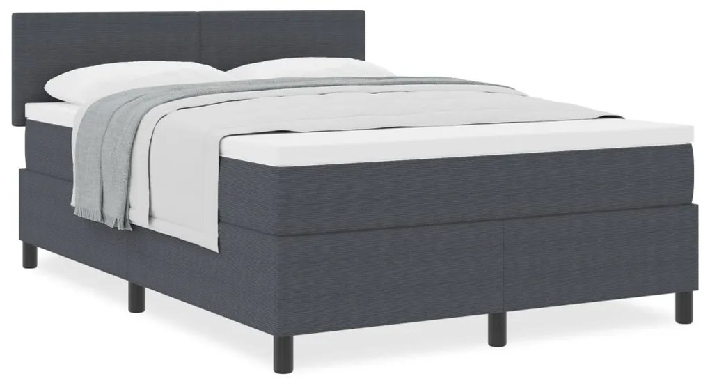 Box Spring Ágy Matraccal Sötét Szürke 160x200 cm Kordbársony Anyag