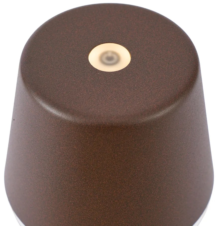 Rozsdabarna asztali lámpa LED-del, IP65-ös, újratölthető, töltőállomással - Bass